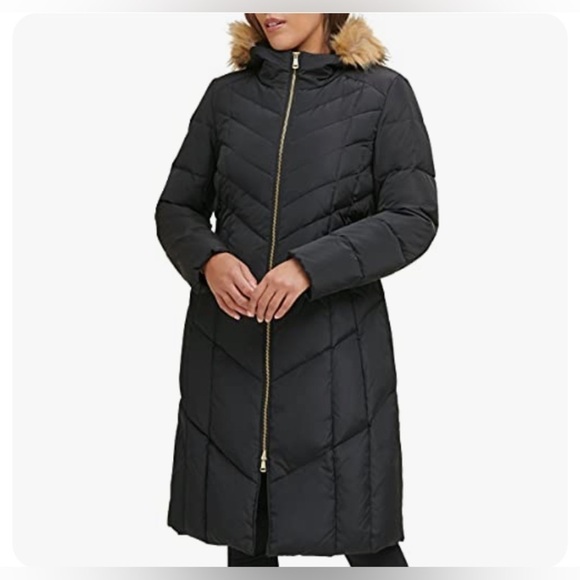 Cole Haan Signature Down Faux Fur Trim Hooded Down Puffer Parka Coat XXS… - Picture 1 of 14